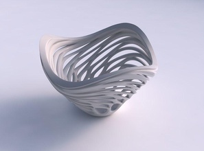bowl compressed smooth beveled edges extruded top wavy house decor 3d print model - Mito3D