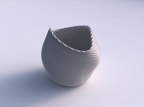 bowl compressed twisted bent extruded lines 2 house decor 3d print model - Mito3D