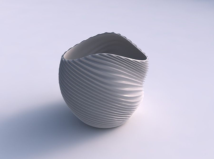 bowl compressed twisted bent extruded lines 3 dish decor architectural decoration house 3d print model - Mito3D