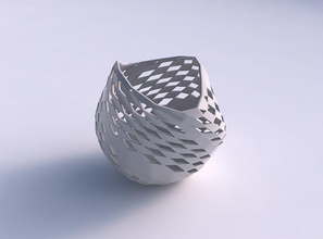 Schale komprimiert, verdreht checker lattice grid 2 Haus Schüssel komprimiert werden twisted Gitter Dekor 3d print model - Mito3D