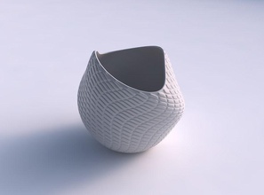 bowl compressed twisted diagonal grid bulges house decor 3d print model - Mito3D