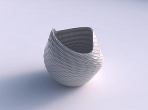 bowl compressed twisted distorted grid plates house decor 3d print model - Mito3D