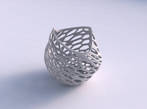 bowl compressed twisted faceted organic lattice house decor 3d print model - Mito3D