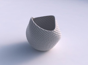 bowl compressed twisted diagonal grid plates house decor 3d print model - Mito3D