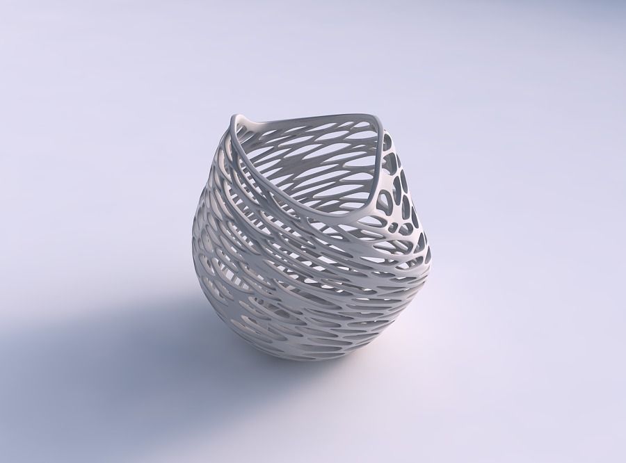 Schüssel komprimiert twisted Bio-Gitter-2 Haus werden Bio Gitter 2 Dekor 3D print model - Mito3D