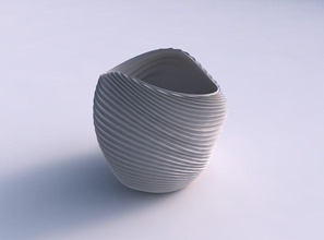bowl compressed twisted wavy extruded lines 2 dish decor architectural decoration house 3d print model - Mito3D