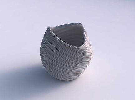 bowl compressed twisted wavy extruded lines house decor 3d print model - Mito3D