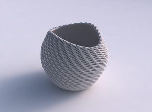 bowl compressed twistedwith bent extruded pattern house decor 3d print model - Mito3D