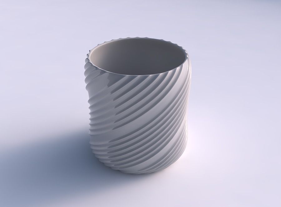 bowl cylindrica flowing extruded lines house decor 3D print model - Mito3D
