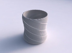 tigela cylindrica torcida extrudados linhas a casa decoração 3d print model - Mito3D