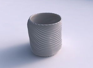 bowl cylindrica wavy extruded lines 2 house decor 3d print model - Mito3D