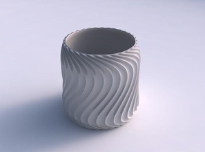 bowl cylindrica wavy extruded lines 4 house decor 3d print model - Mito3D