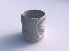 bowl cylindrical bent extruded lines 2 dish decor architectural decoration house 3d print model - Mito3D