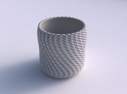 bowl cylindrical bent extruded pattern house decor 3d print model - Mito3D