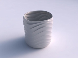 Schale zylindrisch gebogene horizontale wellenförmige Abschnitte Schüssel gebogen wellig Haus Dekor 3d print model - Mito3D