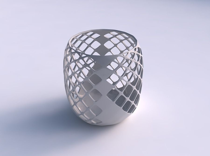 bol cylindrique diagonale grille treillis 3 maison décor 3d print model - Mito3D
