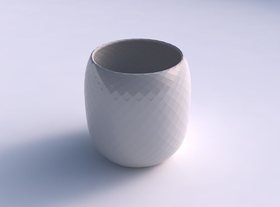 bowl cylindrical diagonal grid pattern house decor 3D print model - Mito3D