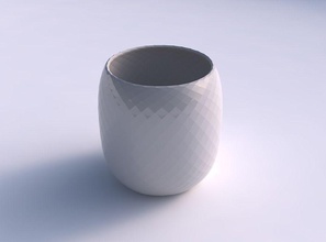 bowl cylindrical diagonal grid pattern house decor 3d print model - Mito3D