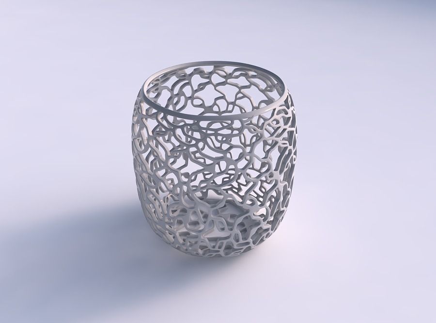 taça cilíndrica preso em forma de árvore a casa tigela lattice decoração 3D print model - Mito3D