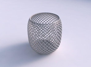 bowl cylindrical fine diagonal grid lattice house decor 3d print model - Mito3D