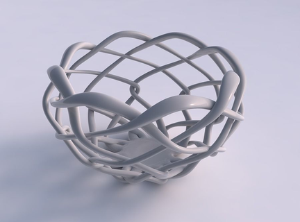 bowl cylindrical interlacing fine lattice squeezed house decor 3d print model - Mito3D