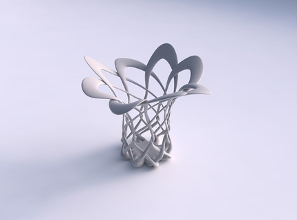 Schüssel zylindrisch Interlacing fein Gitter gedehnt wellig Haus Dekor 3d print model - Mito3D