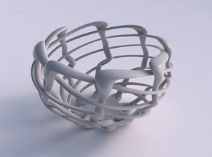 bowl cylindrical interlacing fine lattice twisted squeezed house decor 3d print model - Mito3D