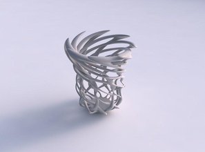 schüssel zylindrisch interlacing gitter verdrehte verjüngt haus dekor 3d print model - Mito3D