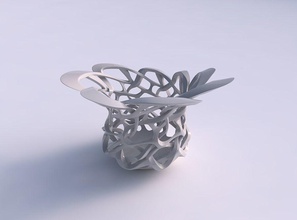 bowl cylindrical interlacing sharp edged lattice eccentric house decor 3d print model - Mito3D