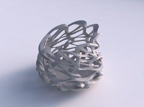 bowl cylindrical interlacing sharp edged lattice streched corner house decor 3d print model - Mito3D