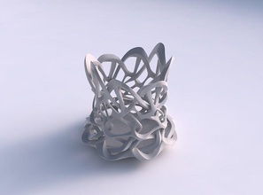 bowl cylindrical interlacing sharp edged lattice streched house decor 3d print model - Mito3D