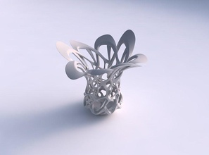 bowl cylindrical interlacing sharp edged lattice streched wavy house decor 3d print model - Mito3D