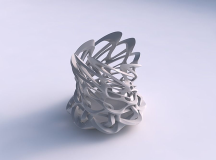 tigela cilíndrico entrelaçamento afiado treliça torcido esticado casa decoração 3d print model - Mito3D