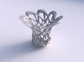 bowl cylindrical interlacing sharp edged lattice widened top house decor 3d print model - Mito3D