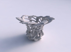 bowl cylindrical interlacing soft edged lattice ribbons eccentric house decor 3d print model - Mito3D