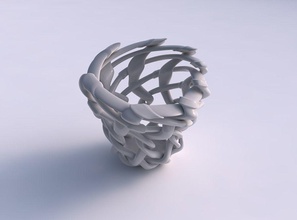 bowl cylindrical interlacing soft edged lattice ribbons pimp up top house decor 3d print model - Mito3D