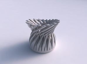 Schale zylindrisch twisted scharfe Muskel-Strukturen exzentrisch Haus Schüssel scharf Muskel - Strukturen Exzenter Dekor 3d print model - Mito3D