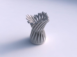 bowl cylindrical twisted sharp muscle structures streched wavy top house decor 3d print model - Mito3D