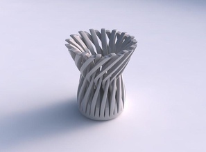 Schale zylindrisch twisted scharfe-Muskel-Strukturen, die verbreiterte Spitze Haus Schüssel scharf Muskel - Strukturen verbreitert werden top Dekor 3d print model - Mito3D