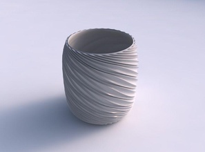 bol cylindrique ondulé extrudé lignes de forme les plat décor architectural la décoration maison 3d print model - Mito3D