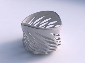bowl extra wide smooth beveled cuts extruded twisted streched house decor 3d print model - Mito3D