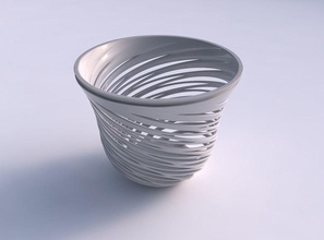 bowl extra wide smooth beveled cuts extruded top very twisted tapered house decor 3d print model - Mito3D