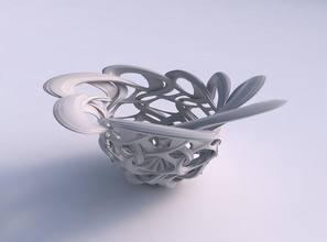 bowl flared interlacing lattice extruded lines eccentric house decor 3d print model - Mito3D
