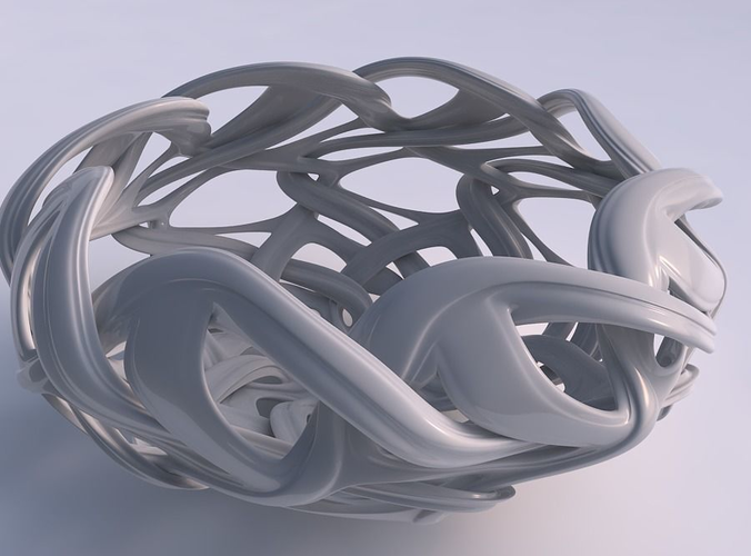 tigela queimado entrelaçamento treliça extrudado linhas espremido casa decoração 3D print model - Mito3D
