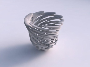 bowl flared interlacing lattice extruded lines twisted tapered house decor 3d print model - Mito3D