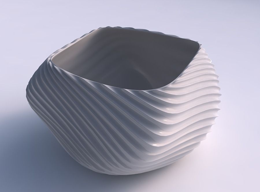 tigela hélice dobrado extrudados linhas de 3 a casa prato decoração arquitetura 3D print model - Mito3D