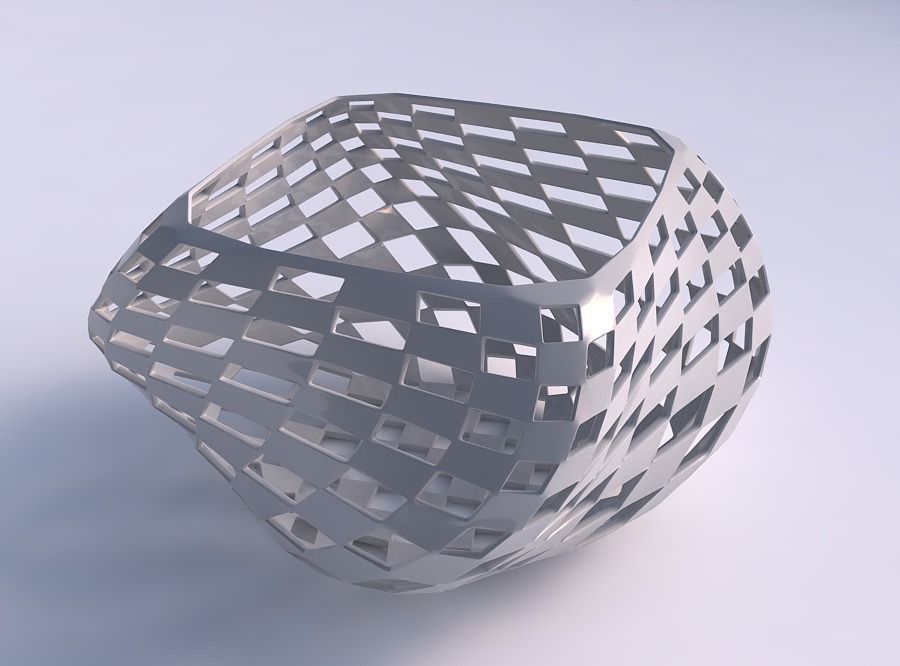 bowl helix checker grid lattice house decor 3D print model - Mito3D