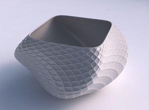 bowl helix diagonal grid dents house decor 3d print model - Mito3D