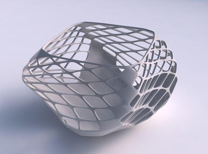 bowl helix diagonal lattice grid 3 Haus Schüssel die Diagonale Gitter Dekor 3d print model - Mito3D