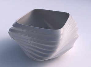 bowl helix distorted horizontal dents house decor 3d print model - Mito3D
